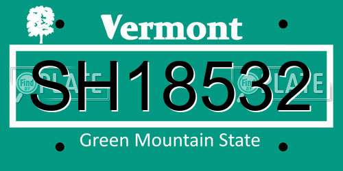 SH18532 Vermont License Plate