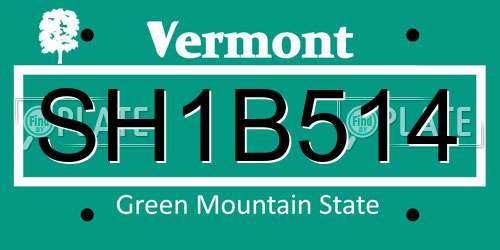 SH1B514 Vermont License Plate