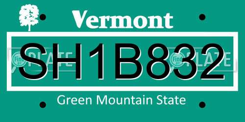 SH1B832 Vermont License Plate