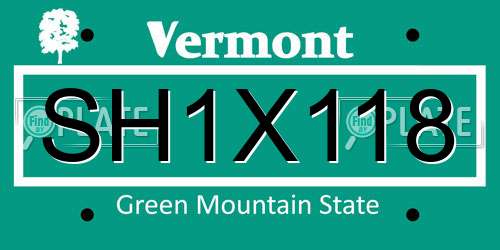 SH1X118 Vermont License Plate