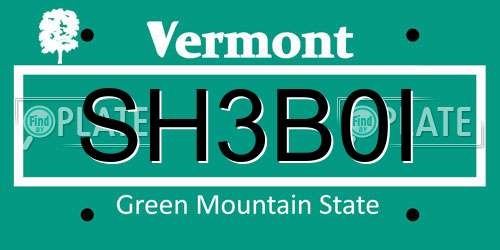 SH3B0I Vermont License Plate