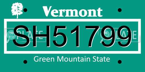 SH51799 Vermont License Plate