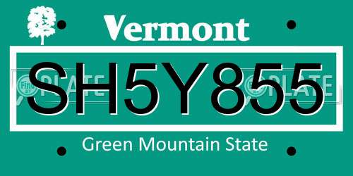 SH5Y855 Vermont License Plate