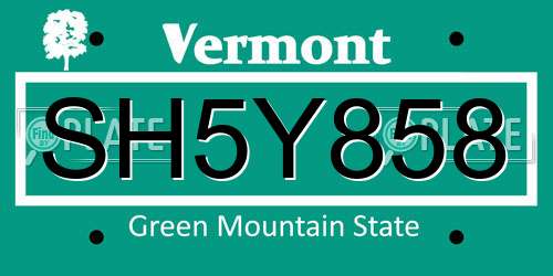 SH5Y858 Vermont License Plate
