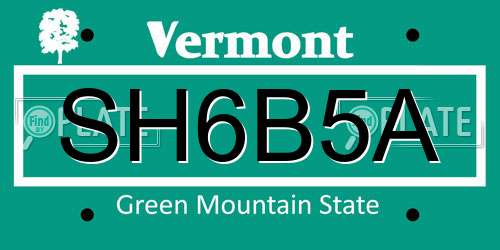 SH6B5A Vermont License Plate