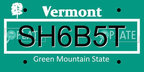 SH6B5T Vermont License Plate