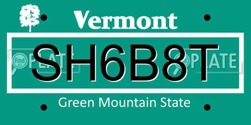 SH6B8T Vermont License Plate