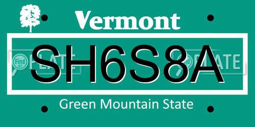 SH6S8A Vermont License Plate