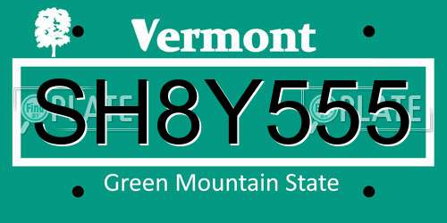 SH8Y555 Vermont License Plate