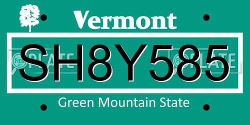 SH8Y585 Vermont License Plate