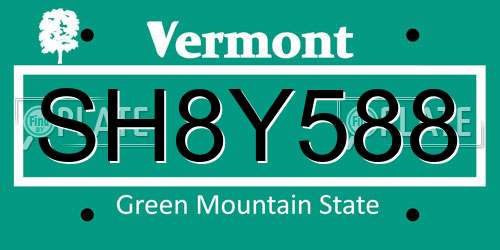 SH8Y588 Vermont License Plate