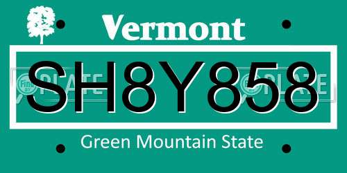 SH8Y858 Vermont License Plate