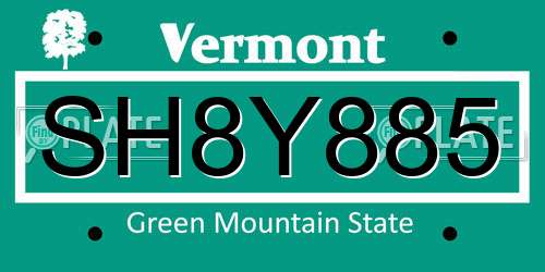 SH8Y885 Vermont License Plate