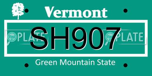 SH907 Vermont License Plate