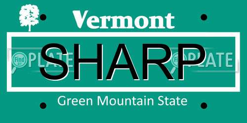 SHARP Vermont License Plate