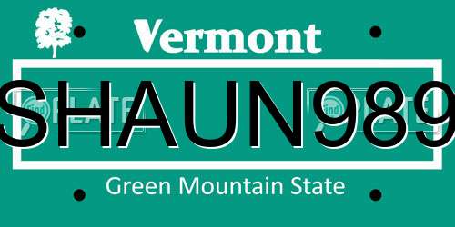 SHAUN989 Vermont License Plate