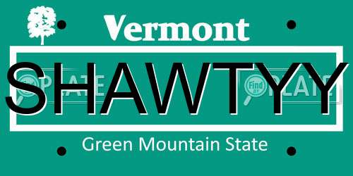 SHAWTYY Vermont License Plate