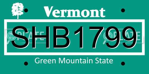SHB1799 Vermont License Plate