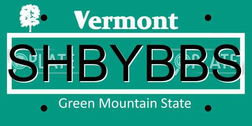 SHBYBBS Vermont License Plate