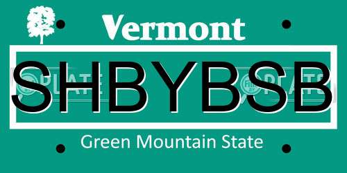 SHBYBSB Vermont License Plate