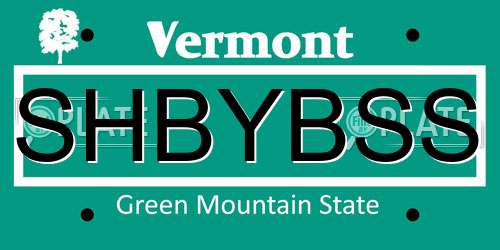 SHBYBSS Vermont License Plate
