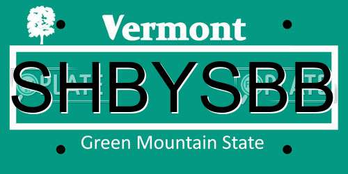 SHBYSBB Vermont License Plate