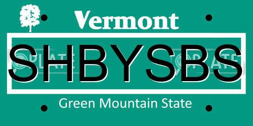 SHBYSBS Vermont License Plate