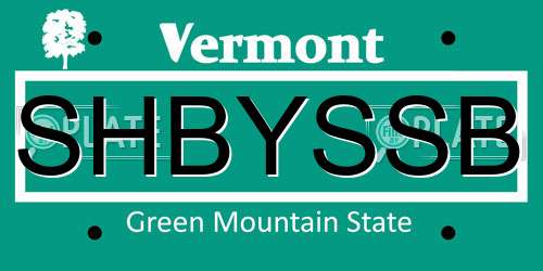 SHBYSSB Vermont License Plate