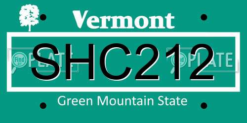SHC212 Vermont License Plate