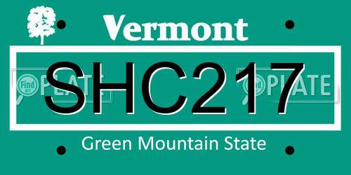 SHC217 Vermont License Plate