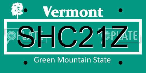 SHC21Z Vermont License Plate
