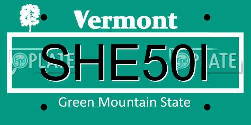 SHE50I Vermont License Plate