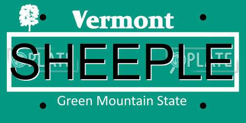 SHEEPLE Vermont License Plate