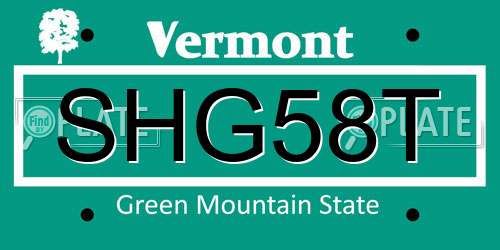 SHG58T Vermont License Plate
