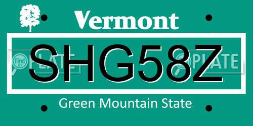 SHG58Z Vermont License Plate