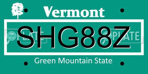SHG88Z Vermont License Plate