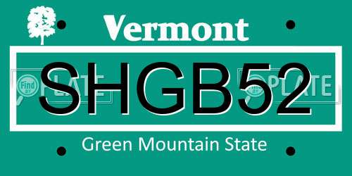 SHGB52 Vermont License Plate