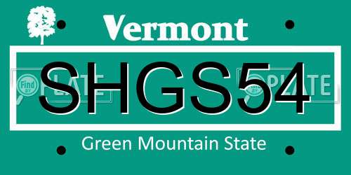 SHGS54 Vermont License Plate