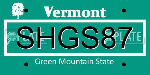 SHGS87 Vermont License Plate