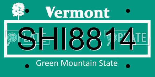 SHI8814 Vermont License Plate