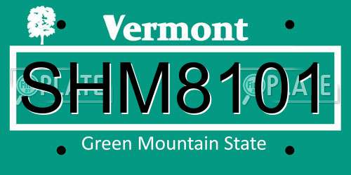 SHM8101 Vermont License Plate
