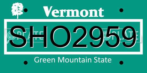 SHO2959 Vermont License Plate