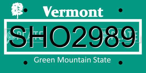 SHO2989 Vermont License Plate