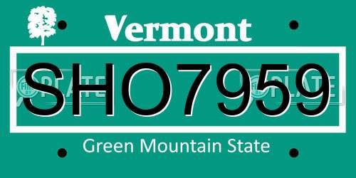 SHO7959 Vermont License Plate