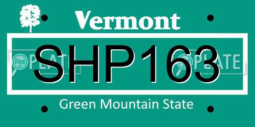 SHP163 Vermont License Plate