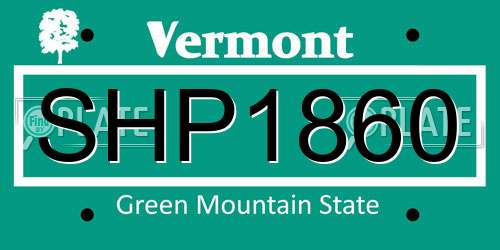 SHP1860 Vermont License Plate
