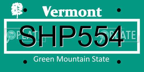 SHP554 Vermont License Plate