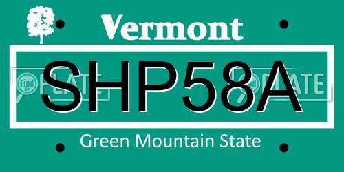 SHP58A Vermont License Plate