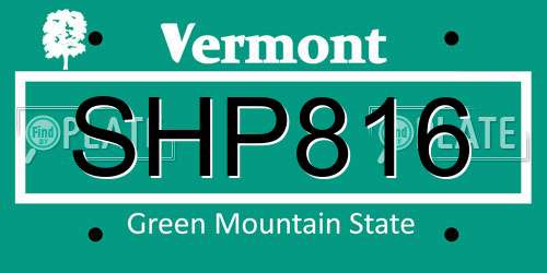 SHP816 Vermont License Plate