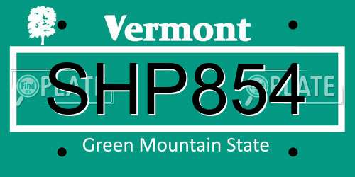 SHP854 Vermont License Plate
